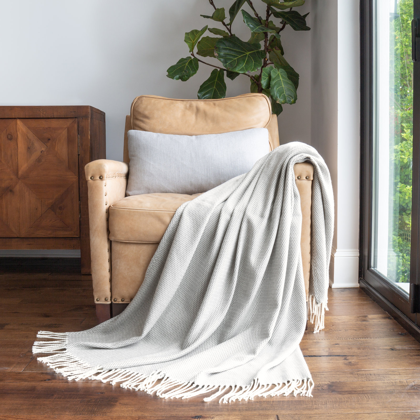 Knit Throw Blanket, Gray