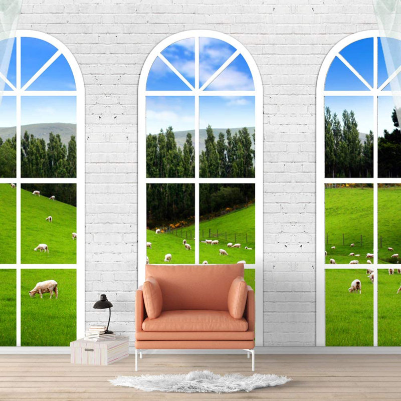 Adhésif mural «Moutons dans la ferme», L 100 po x L 144 po