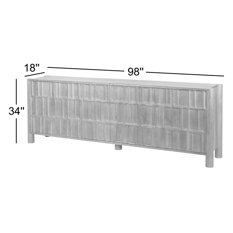 Ezri 98'' W Solid Wood Sideboard, Brown