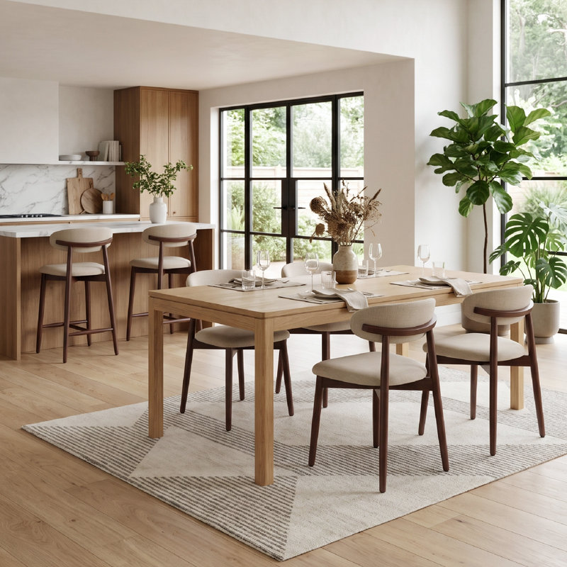 Ensemble de 6 chaises de salle à manger et tabourets de bar COLAMY NOYA, Beige, 4 Dining Chairs+2 Bar Stools