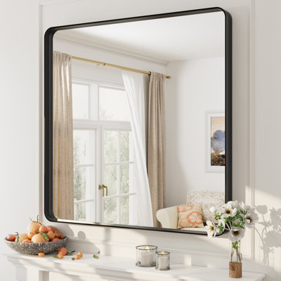 Aevar Tempered Glass and Aluminum Alloy Framed French Cleat Mounted Wall Mirror