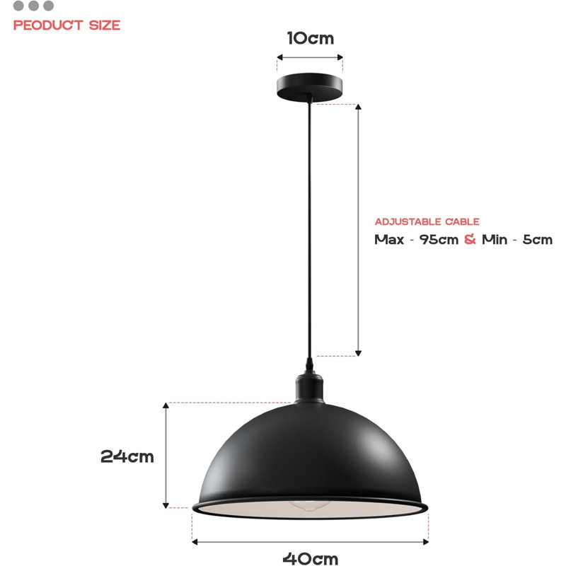 Supen 1 - Light Shiny Black Pendant