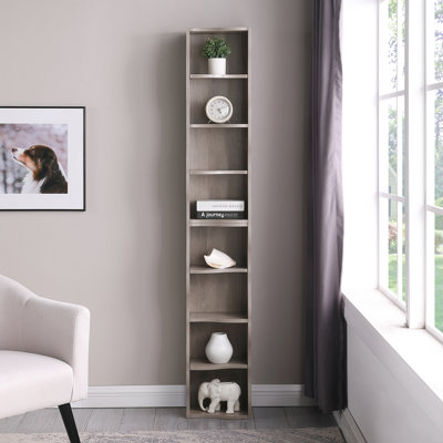 8-Layer Adjustable Bookshelf With Wavy Border – Ultra-Thin Tall & Narrow Display Shelf For Home Office, Multifunctional Storage by Ebern Designs