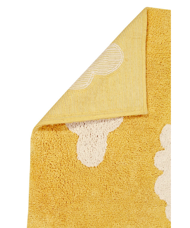 Hand Knotted Cotton Abstract Area Rug in Yellow/White
