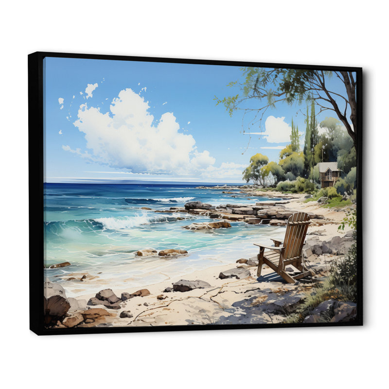 Seven Mile Beach IV - Imprimé, H 24 po x l 32 po x P 1 po, Cadre flottant noir