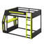 Lit superposé double avec bureau, lumière DEL et station de charge USB, structure de lit mezzanine en bois avec 2 tablettes de rangement-2134125294