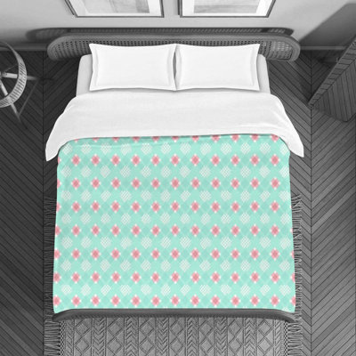 Housse de couette rétro pique-nique style BCBG bleu sarcelle