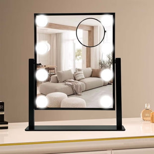 Miroir de salle de bain Hollywood avec 3 lumières de couleur, 8 ampoules à intensité variable, commande tactile, pour le maquillage et le rasage