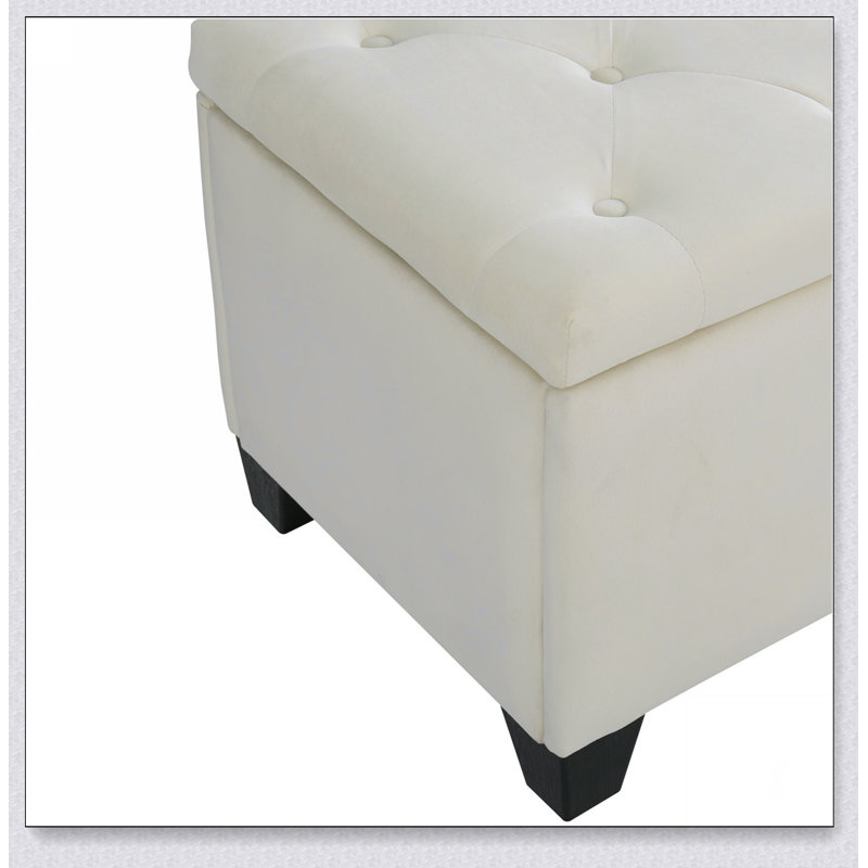 Grand banc rectangulaire rembourré avec rangement en tissu Fashion
