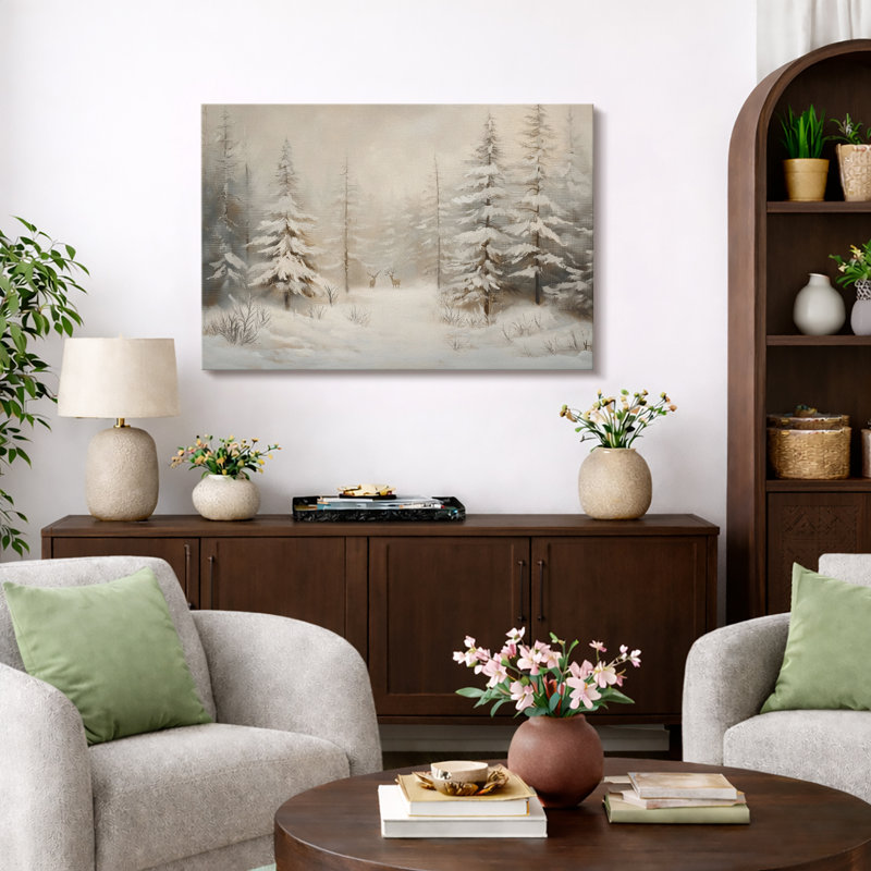 «Vintage Winter Snow Forest Landscape Nature Country Winter Christmas», impression numérique sur toile, impression numérique sur toile encadrée