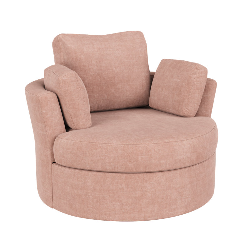 42.1" Wide Slipcovered Swivel Barrel Chair, Pink