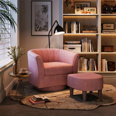 Torrence Swivel Accent Chair With Ottoman