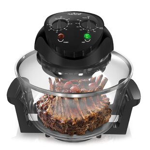 Nutrichef Double Basket Air Fryer 8.8 QT | Family Size Oil Free Airfryer  with Transparent Window | 9-1 Preset Cooking Options | 360° Hot Air