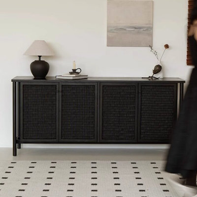 Retro wall-mounted woven storage entrance cabinet