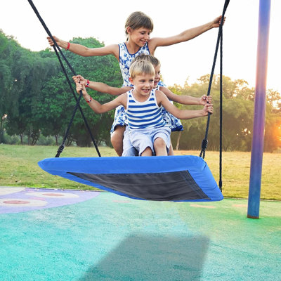 Grande balançoire rectangulaire en forme d'arbre bleu - plateforme imperméable robuste, capacité de 700 lb pour les adultes, comprend une trousse d'installation et 2 sangles d'arbre