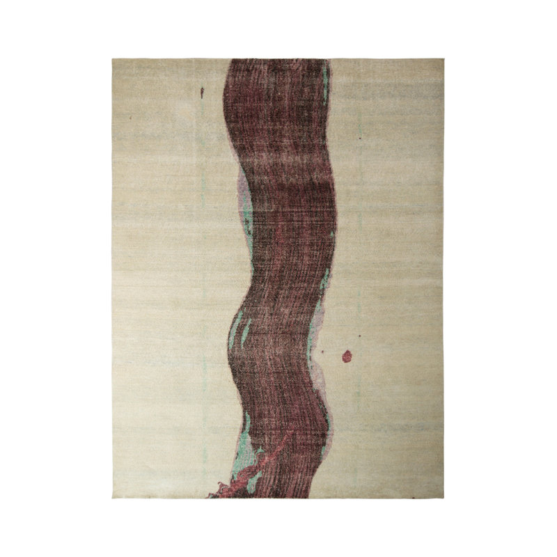Distressed Homage Hand Knotted Wool Striped Area Rug, Rectangle 12' x 16'