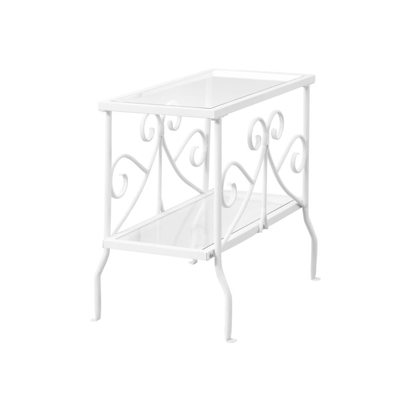 Table de chevet avec look: Métal blanc et verre trempé Table traditionnelle: transparente pour l'espace de vie