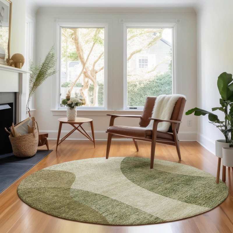 Premium Machine Washable Arnette Beige Rug, Round 8'