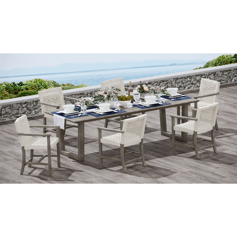 AlsoiWT Teak Wood Patio Dining Set with, 6