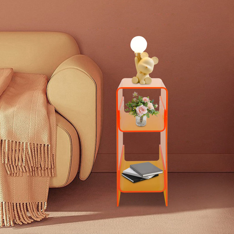 Table d'appoint moderne à 3 niveaux pour petits espaces, Orange