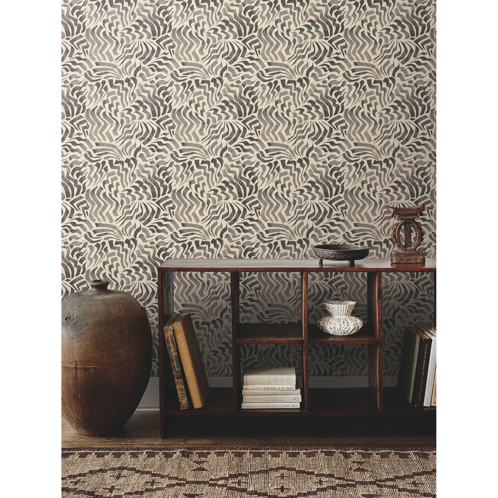 Zora Unpasted Abstract Wallpaper, Black