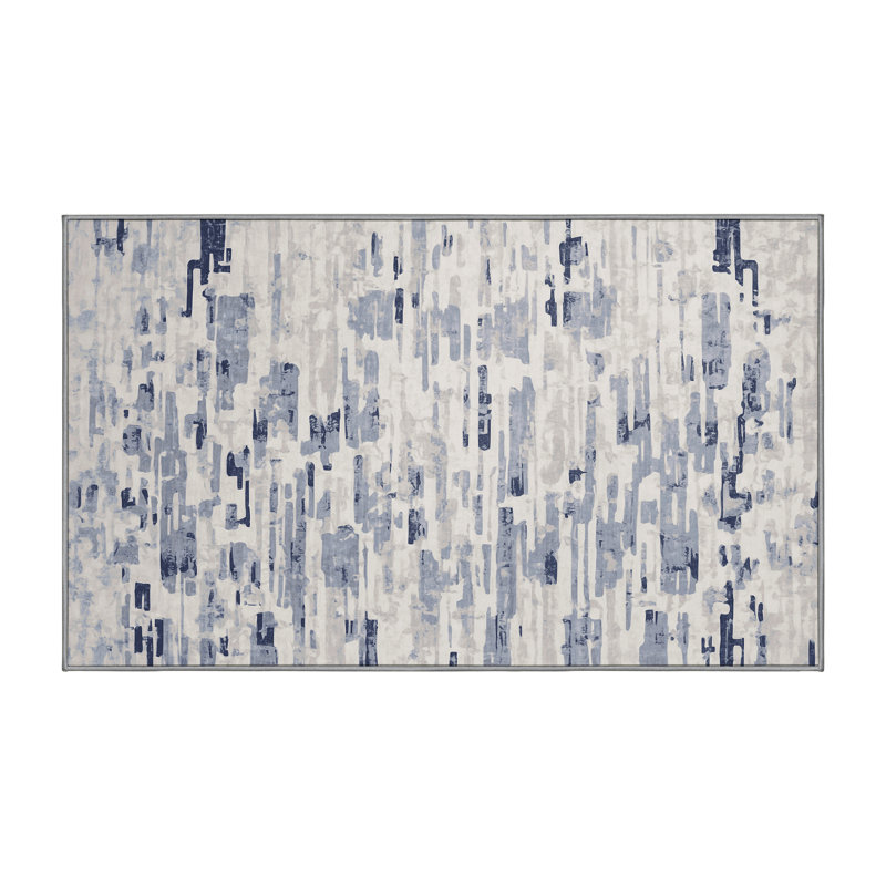 Machine Washable Gray Area Rug, Rectangle 5' x 7'