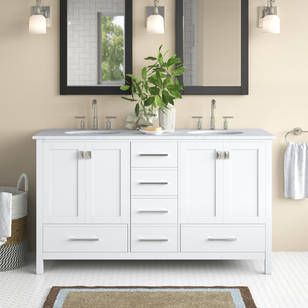 Andover Mills™ Broadview 60'' Double Bathroom Vanity with Engineered ...