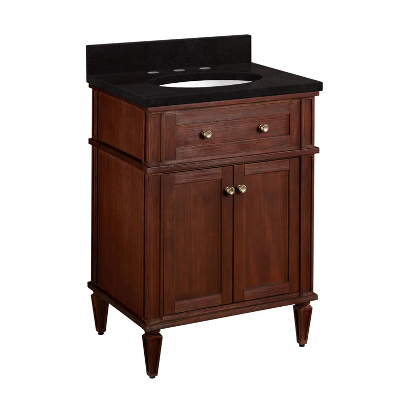 24" Elmdale Single Bathroom Vanity Set with Oval Undermount Sink, 8" Widespread, Arctic White Quartz, Antique Brown