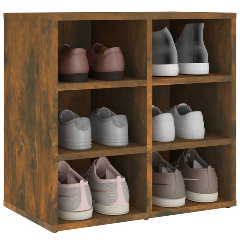 6 Pair Shoe Rack, Smoked Oak