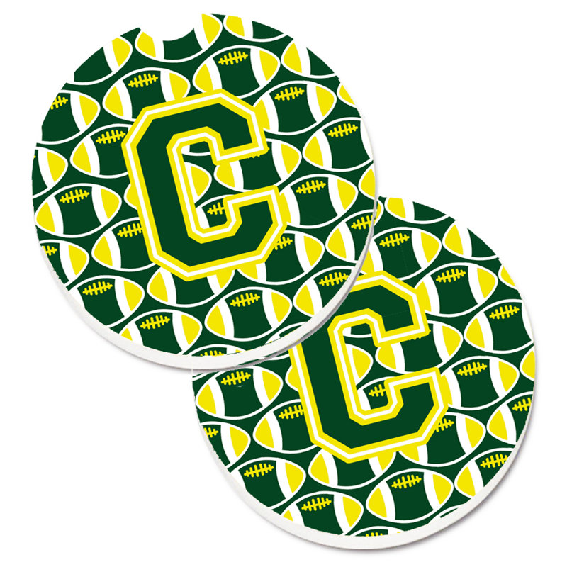 Sous-verre de football, C, Vert / Jaune