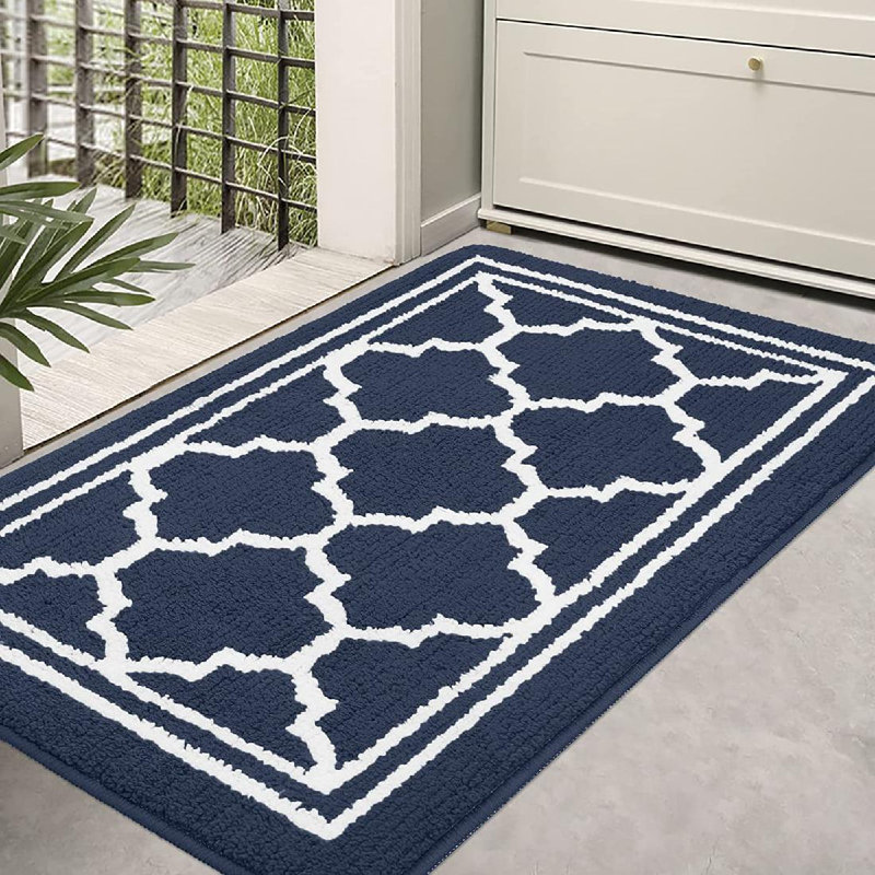 Tapis de porte antidérapant à profil bas pour l'extérieur, L 20 po x L 32 po, Bleu marine