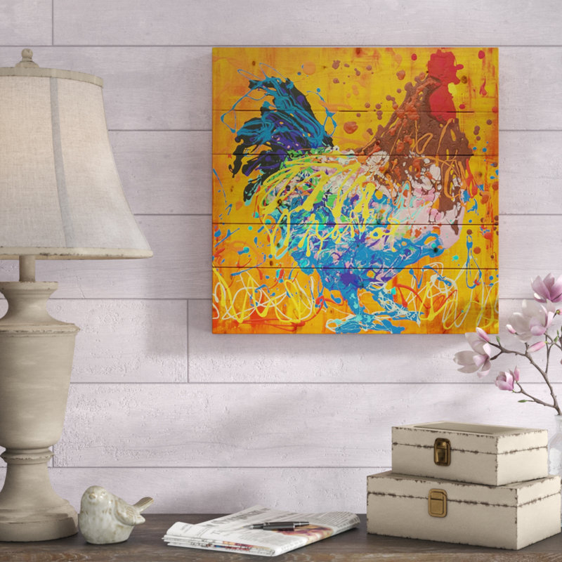 « freeman the coq », reproduction d’art sur bois