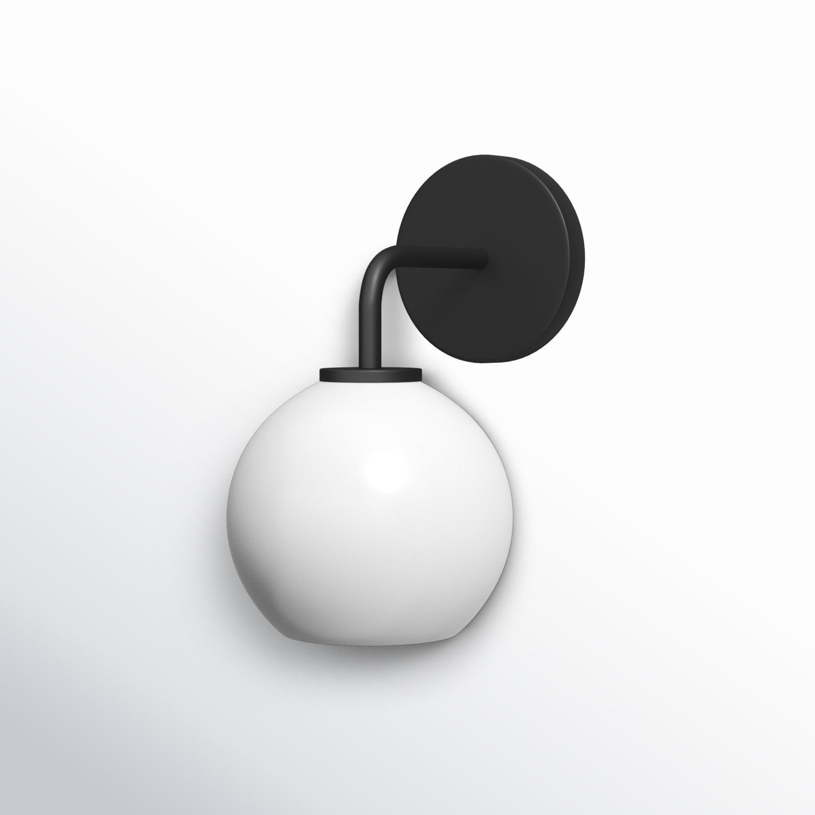 Childerley Single Light Glass Dimmable Armed Sconce, Midnight Black, White