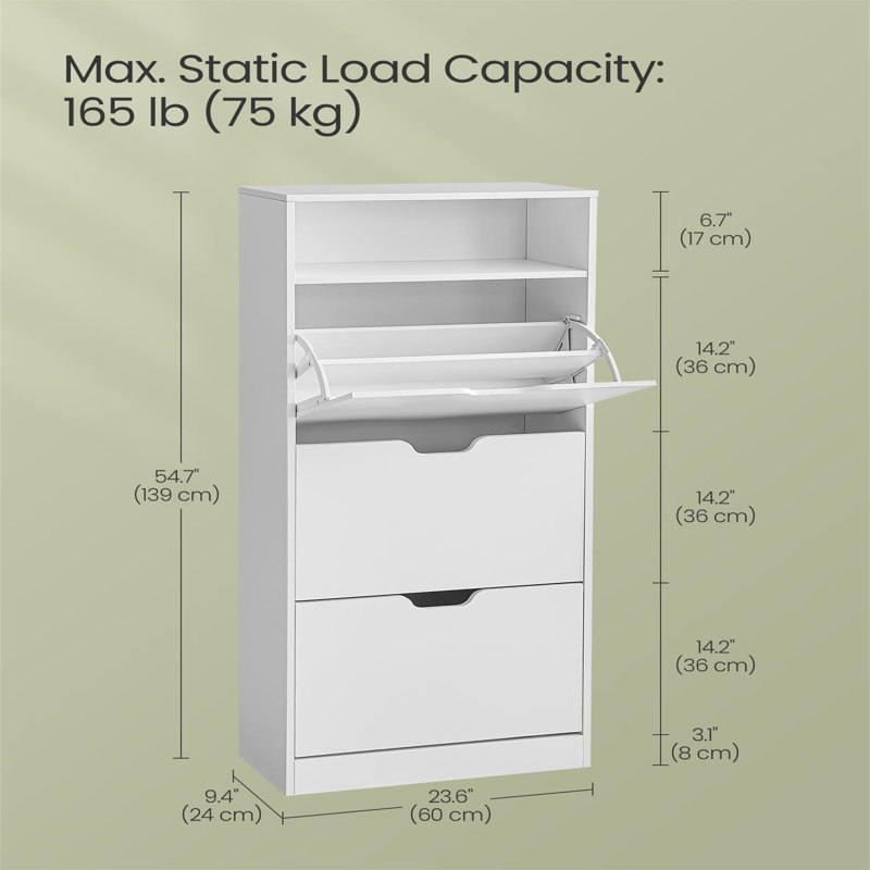 18 Pair Shoe Storage Cabinet, White