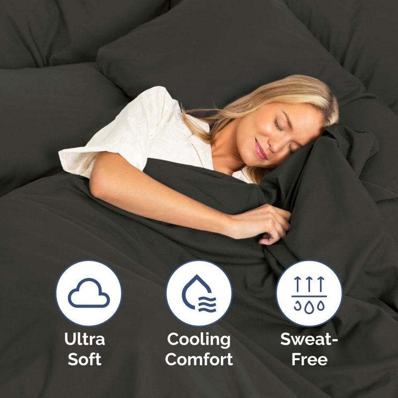 Premium Cooling, Soft & Wrinkle Free Sheet Set - Ultra Soft & Premium Hotel Luxury Bed Sheet Set, Charcoal