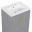 Meuble-lavabo 24 po avec lavabo, armoire en panneau de fibres à densité moyenne avec cadre en bois massif, 1 tiroir divisé et 2 portes à fermeture douce avec double tablette sur la porte, meuble-lavabo autoportant-130604177