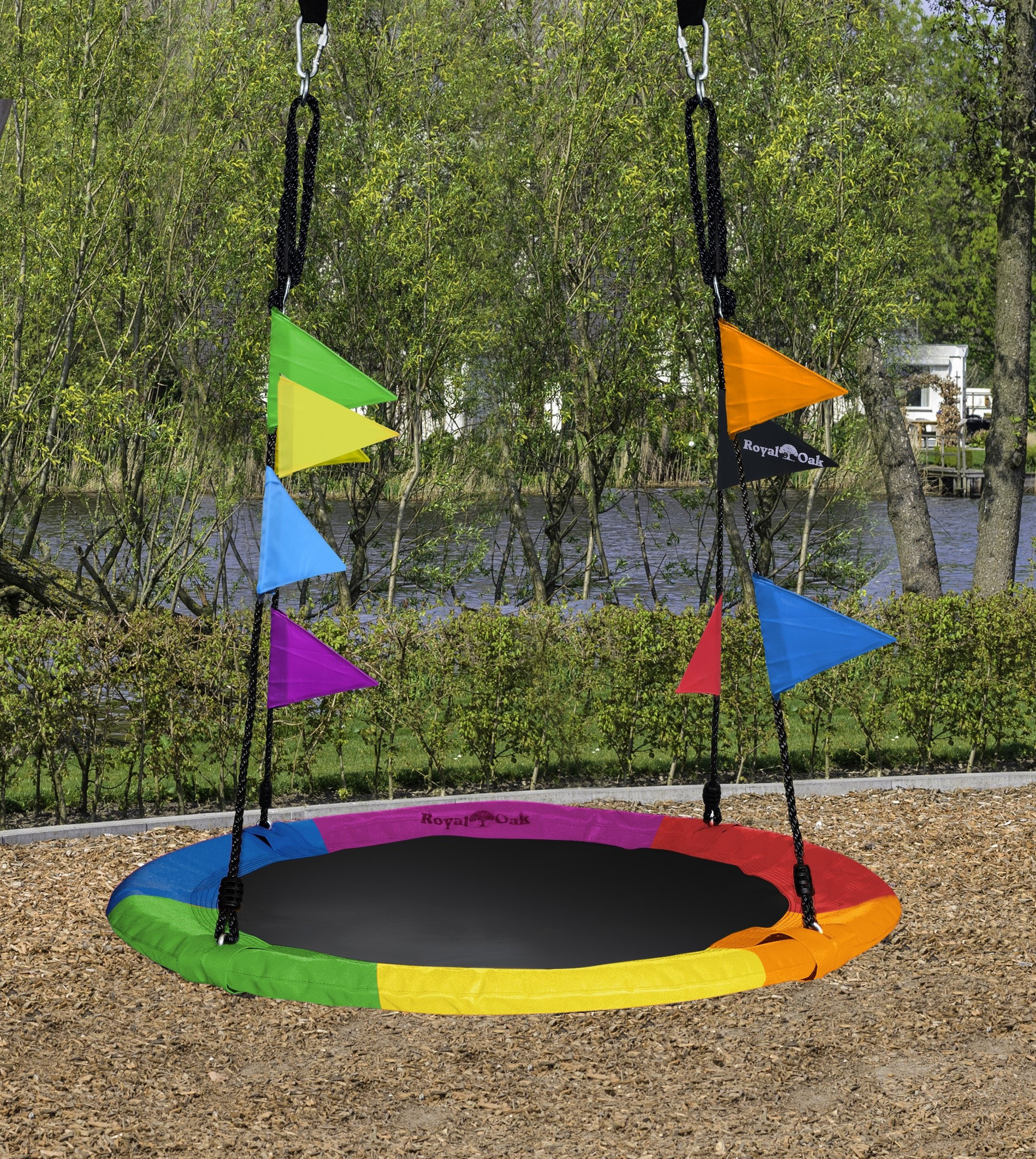 Sapper Swing Royal Oak Fabric Metal Saucer Swing & Reviews - Wayfair Canada