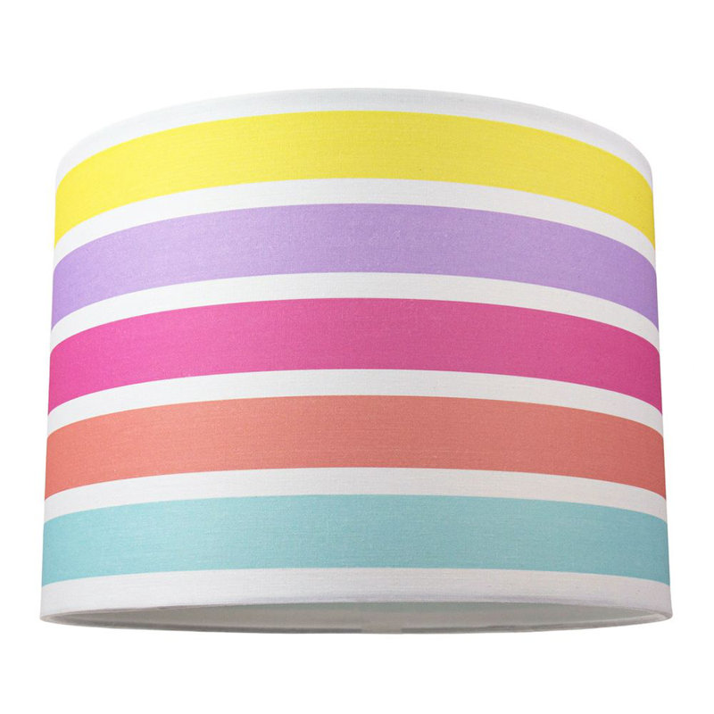 Modern and Cute Multi Colou Rainbow Stripe Cotton Fabric Lamp Shade, 18cm H x 25cm W x 25cm D
