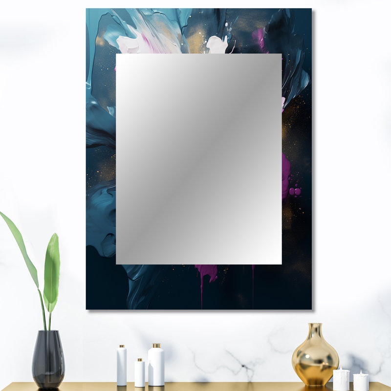 Purple And Blue Realities On Canvas I - Abstract Painting Unique Mirror, Modern Large Wall Mirror, Printed Metal Art