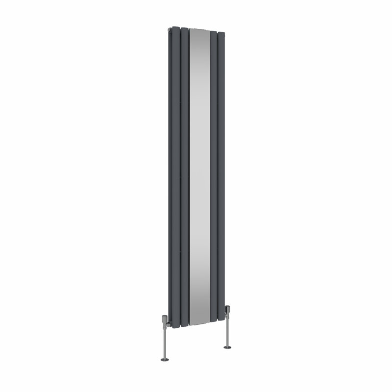 Katelin Vertical Oval Panel Radiators, Anthracite, 1800cm H x 380cm W x 84cm D