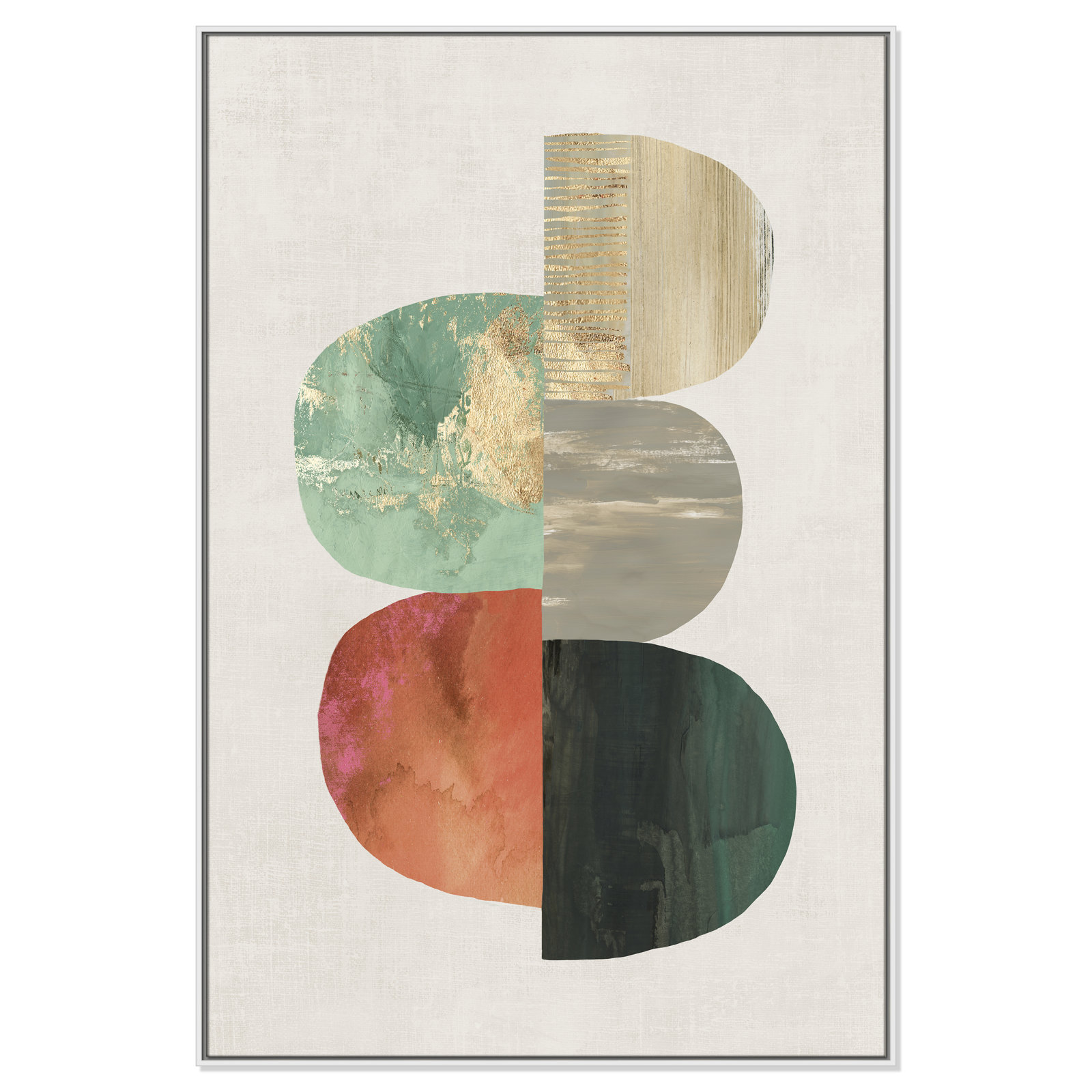 Evolving Energy I - Painting Print, Picture Framed Canvas, 61.5" H x 41.5" W, White