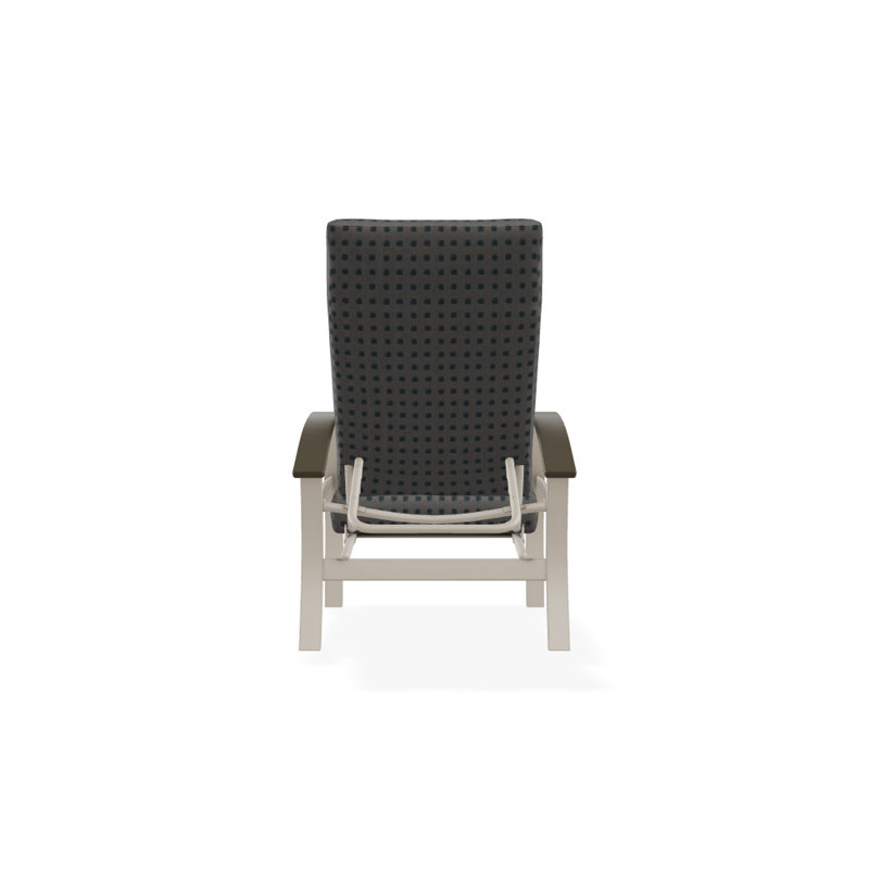 Chaise de patio inclinable avec coussins Askar, Toile Aruba Sunbrella®, Noir texturé, Bois de plage P40