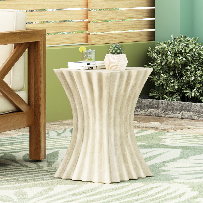 Table d'appoint brun antique avec motif ondulé, solide et, à l'intérieur et à l'extérieur, 22,74 po de hauteur, 16,39 po de longueur, 15,98 po de largeur, sans assemblage, peut contenir du café, des livres, des plantes, une table multi-oxydes de magnésium