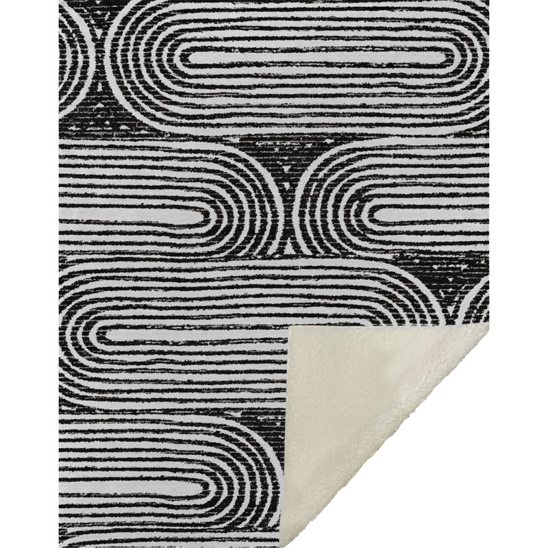 Jeté Art déco en sherpa Addison, Noir