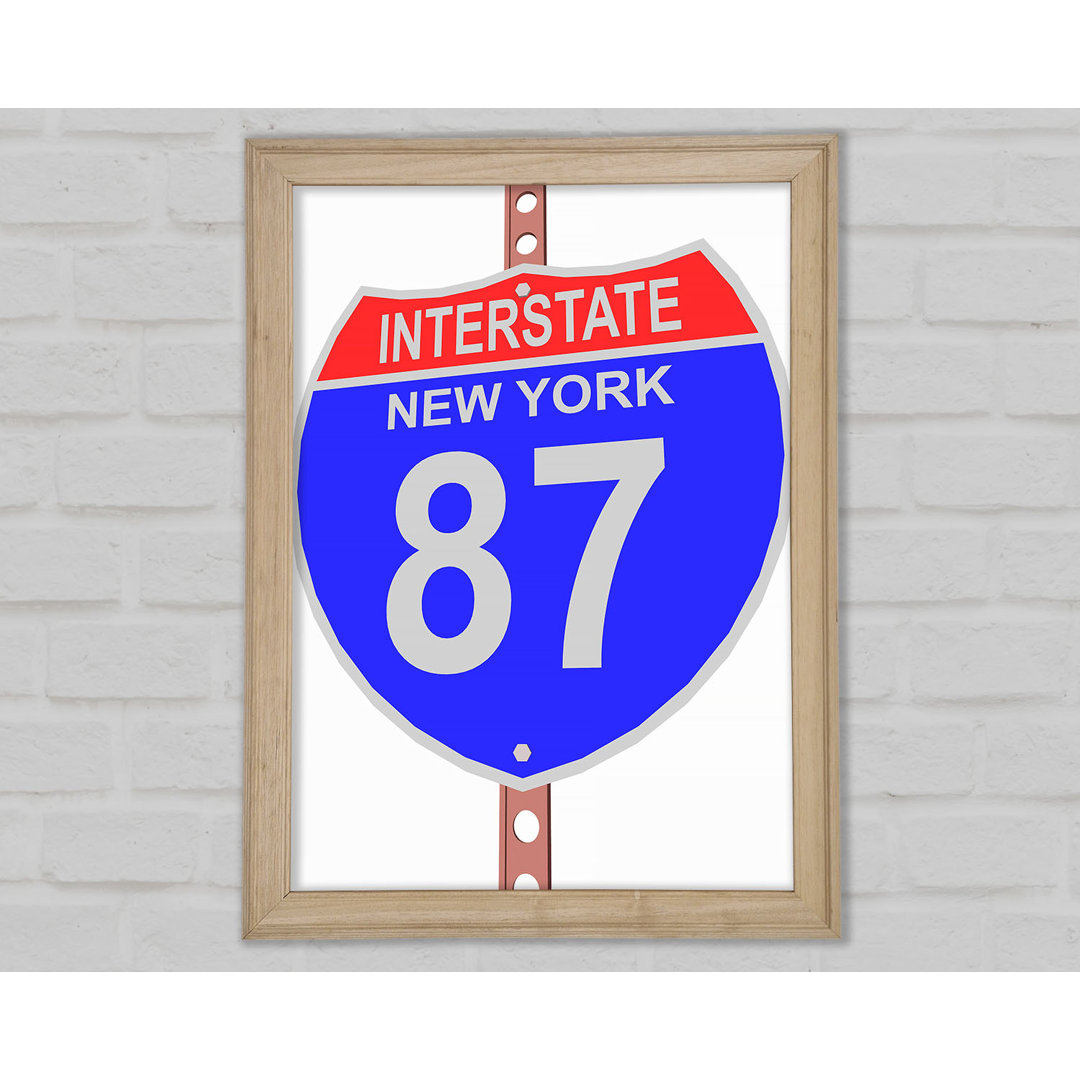 Interstate 87 Schild Gerahmter Druck