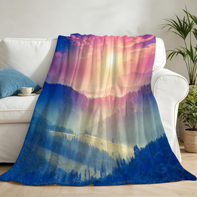 Jeté transparent en flanelle de polaire ultra douce, impression d'un côté ensoleillée fantastique, Jeté 50 po x 60 po