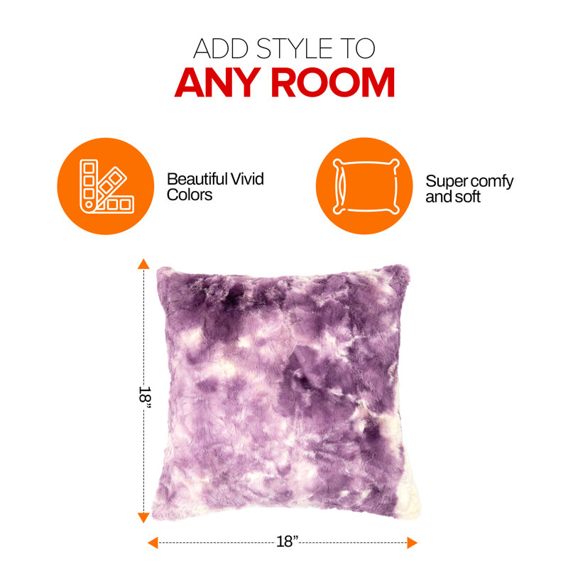 Coussin décoratif en fausse fourrure, Blanc / Mauve