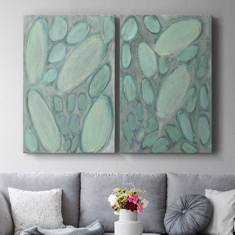 Toile tendue avec châssis «Blue Orbs I» - prêt à accrocher, H 18 po x l 24 po