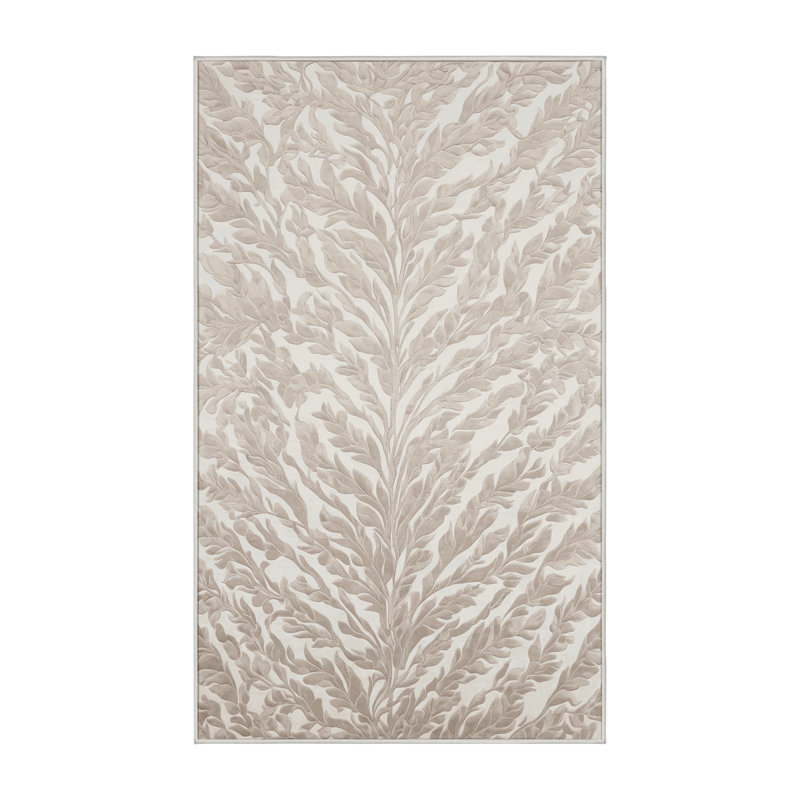 Machine Washable Beige Area Rug, Rectangle 5' x 7'
