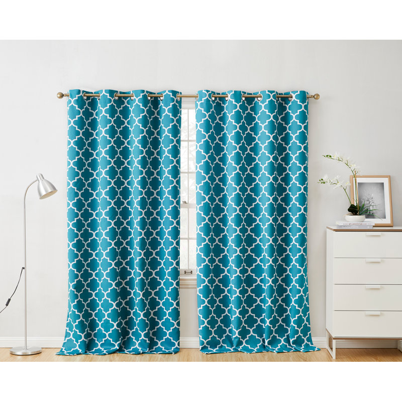 Alexuis Blackout Curtain Pair, Teal Blue, 52" W x 96" L